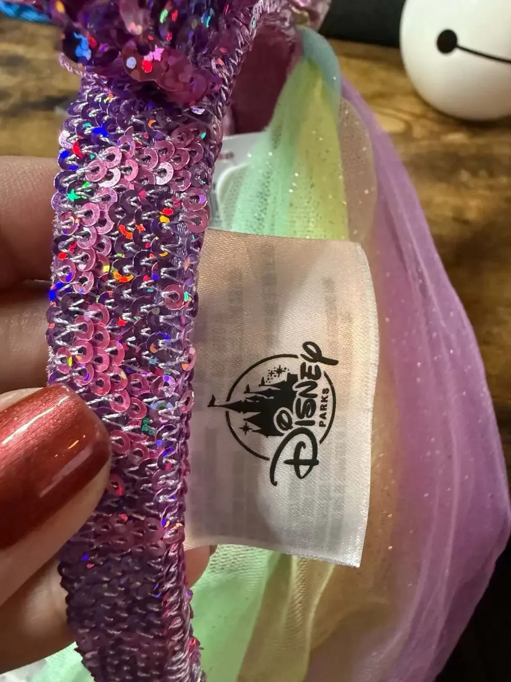 NWT Disney Unicorn Pink Rainbow Reversible Sequin Veil Ear Headband *READ*